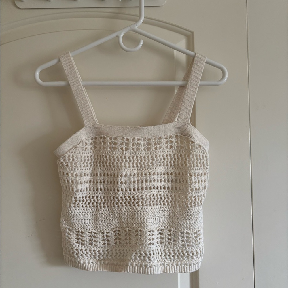 Abercrombie & Fitch Cream Ribbed Crop Tank Top